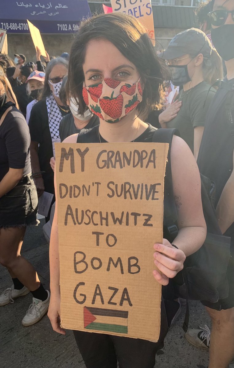 “My grandpa didn’t survive Auschwitz to bomb Gaza.”

From the Nakba Day march in Bay Ridge, Brooklyn.