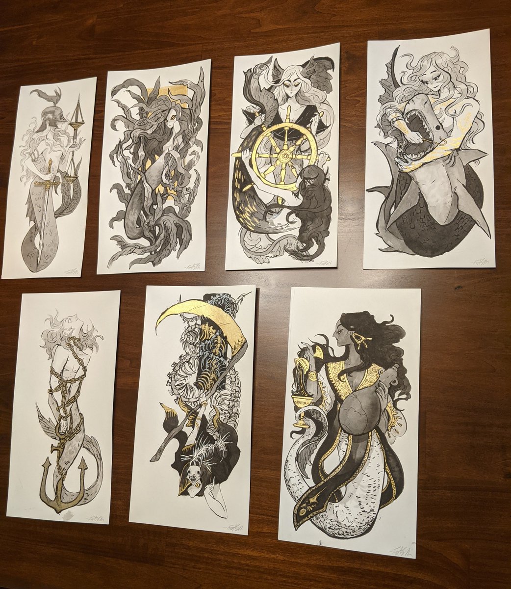 Batch 2 of my Mermay Tarot originals goes live Saturday, 5/22 at 9AM pacific! 🧜🧜‍♂️🧜‍♀️
Here's what will be in this batch, you can check out the sale preview for more details here:
https://t.co/Gst1BVBdJS
And here's the link for my shop when it goes live:
https://t.co/apz9qF5C9i 
