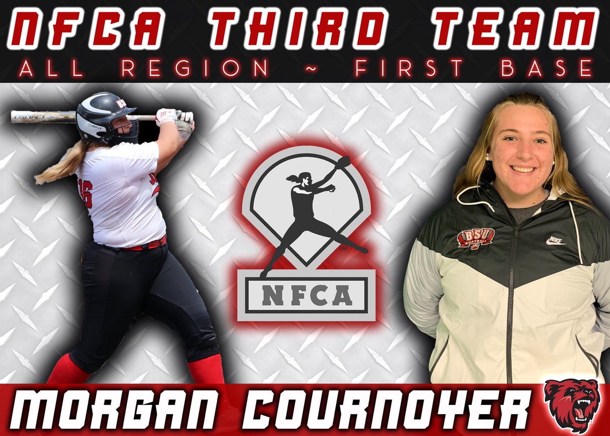 BSUsball's tweet photo. Congratulations to Freshman MORGAN COURNOYER for being named to the NFCA 3rd Team All-Region Team💪🏽‼️ #BSUsball #BEARcountry https://t.co/mNNje0vUev