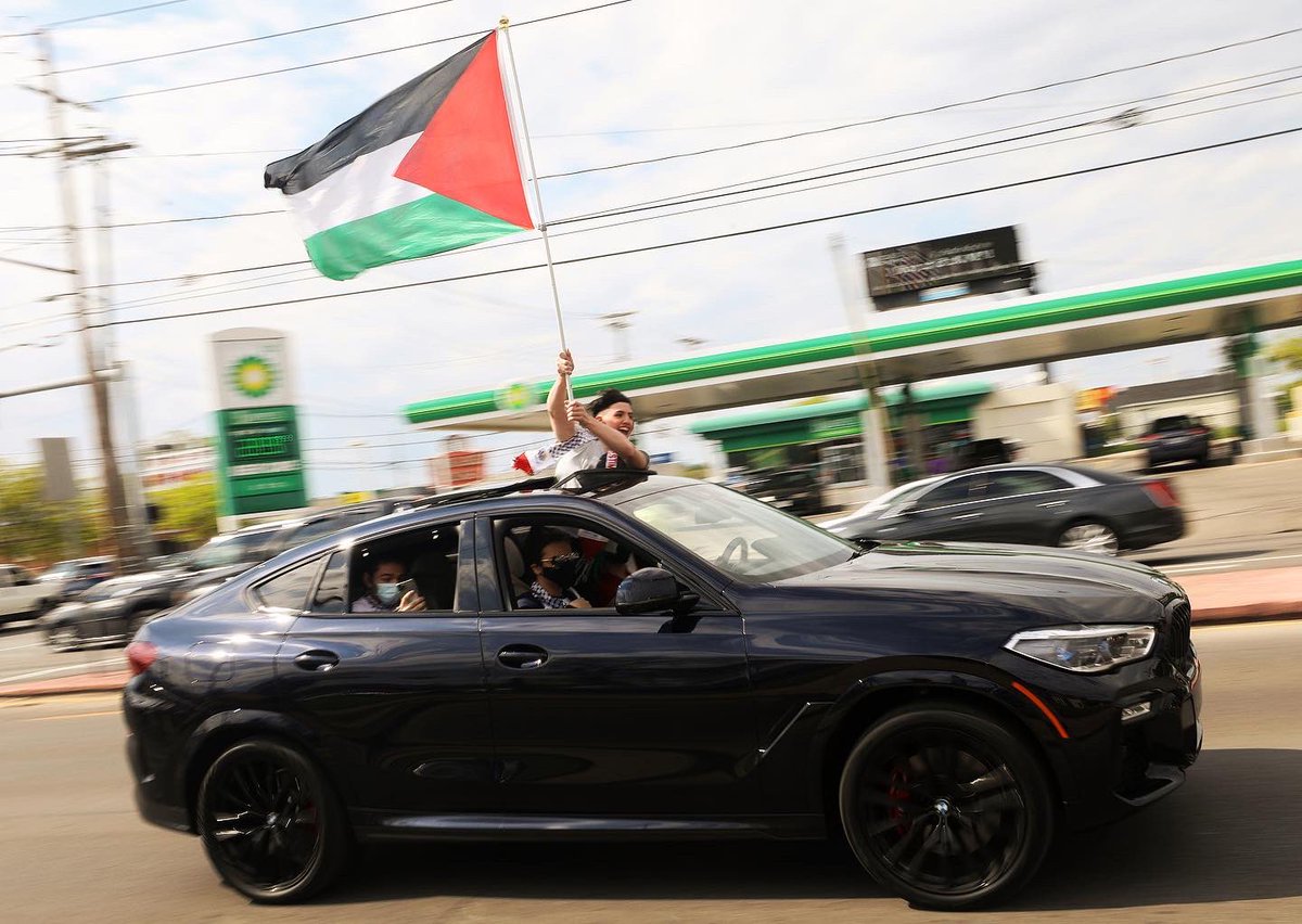 People gather during a demonstration in solidarity with Palestine as well as in protest of Israeli occupation at the corner of Central Avenue and Secor Road in Toledo on Sunday.