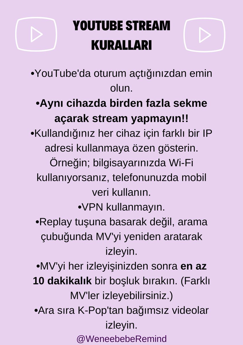 WeneebebeRemind's tweet photo. [ YOUTUBE STREAM KURALLARI ] https://t.co/Rjb4NY5mxA