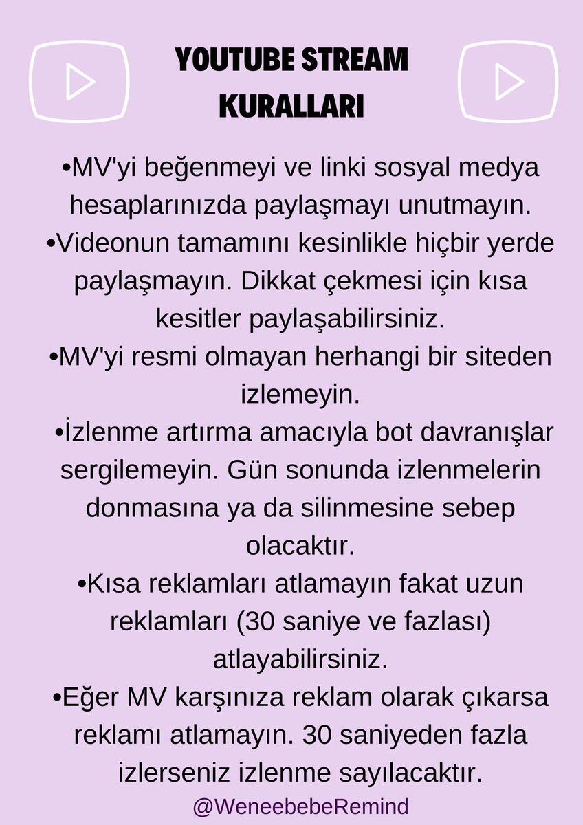 WeneebebeRemind's tweet photo. [ YOUTUBE STREAM KURALLARI ] https://t.co/Rjb4NY5mxA