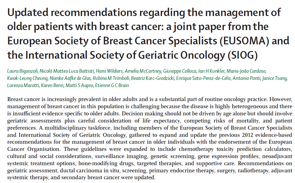EnriqueSoto8's tweet photo. Want something to read this sunday? Take a look at our recently updated @SIOGorg EUSOMA guidelines for the treatment of #breastcancer #bcsm in older adults #gerionc published in @TheLancetOncol (and free to download for 50 days!)
👇👇👇👇👇👇
https://t.co/7AWj5Za3rv https://t.co/toTMYnEACl