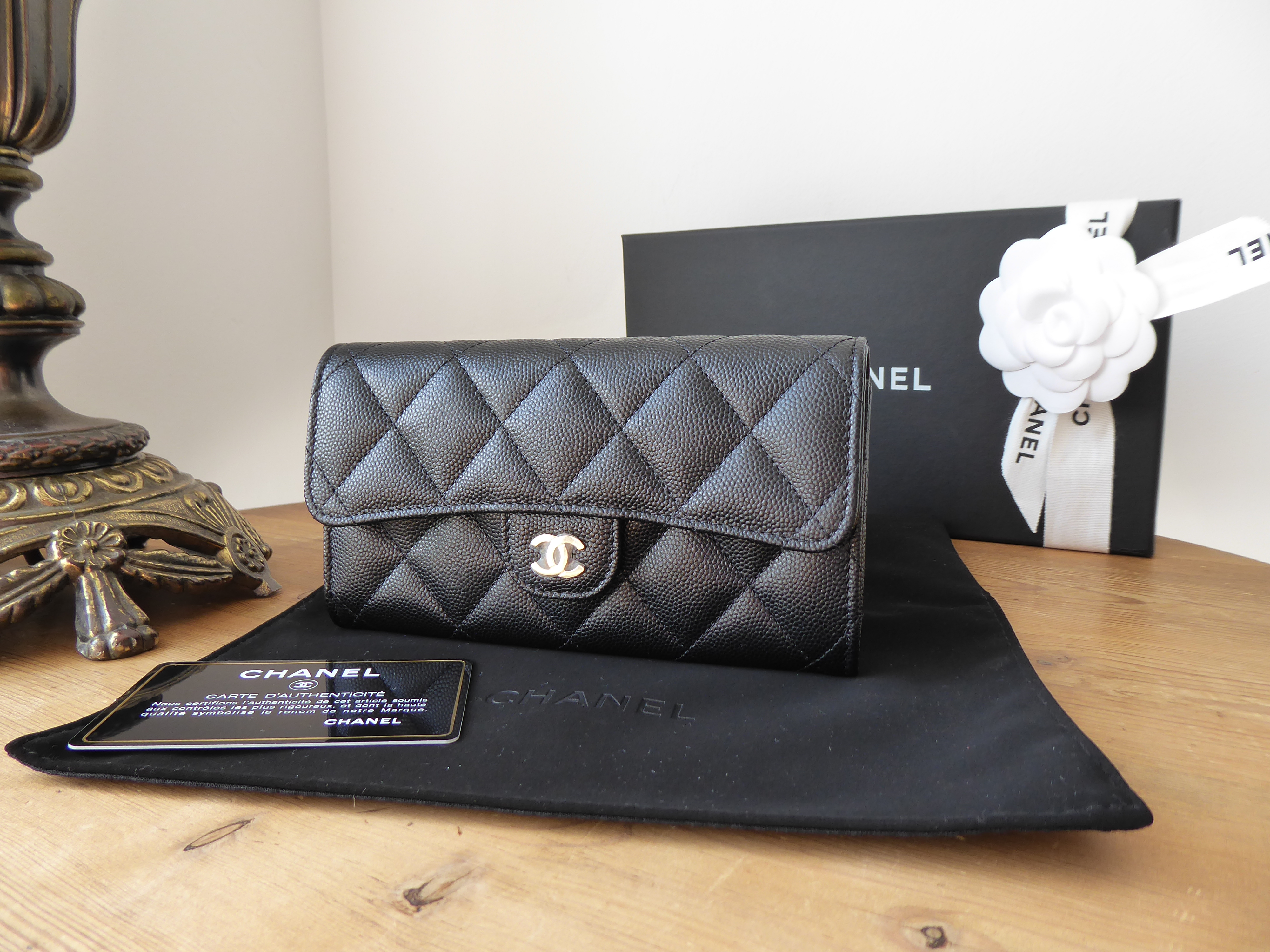 Naughtipidgins Nest on X: Chanel Classic Medium Flap Purse Wallet in Black  Quilted Caviar with Gold Hardware >    / X
