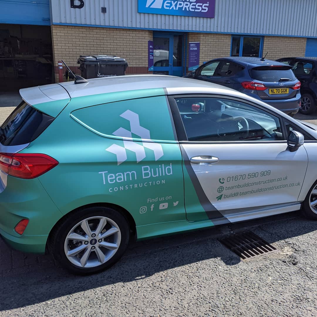 SxNewcastle's tweet photo. Another car to add to Team Build fleet including their construction colours. Using @orafolwraps and @AveryDennison wrap vinyl. #fleet #fiesta #wrap #graphics #Northeast https://t.co/1C1K8EQU2N