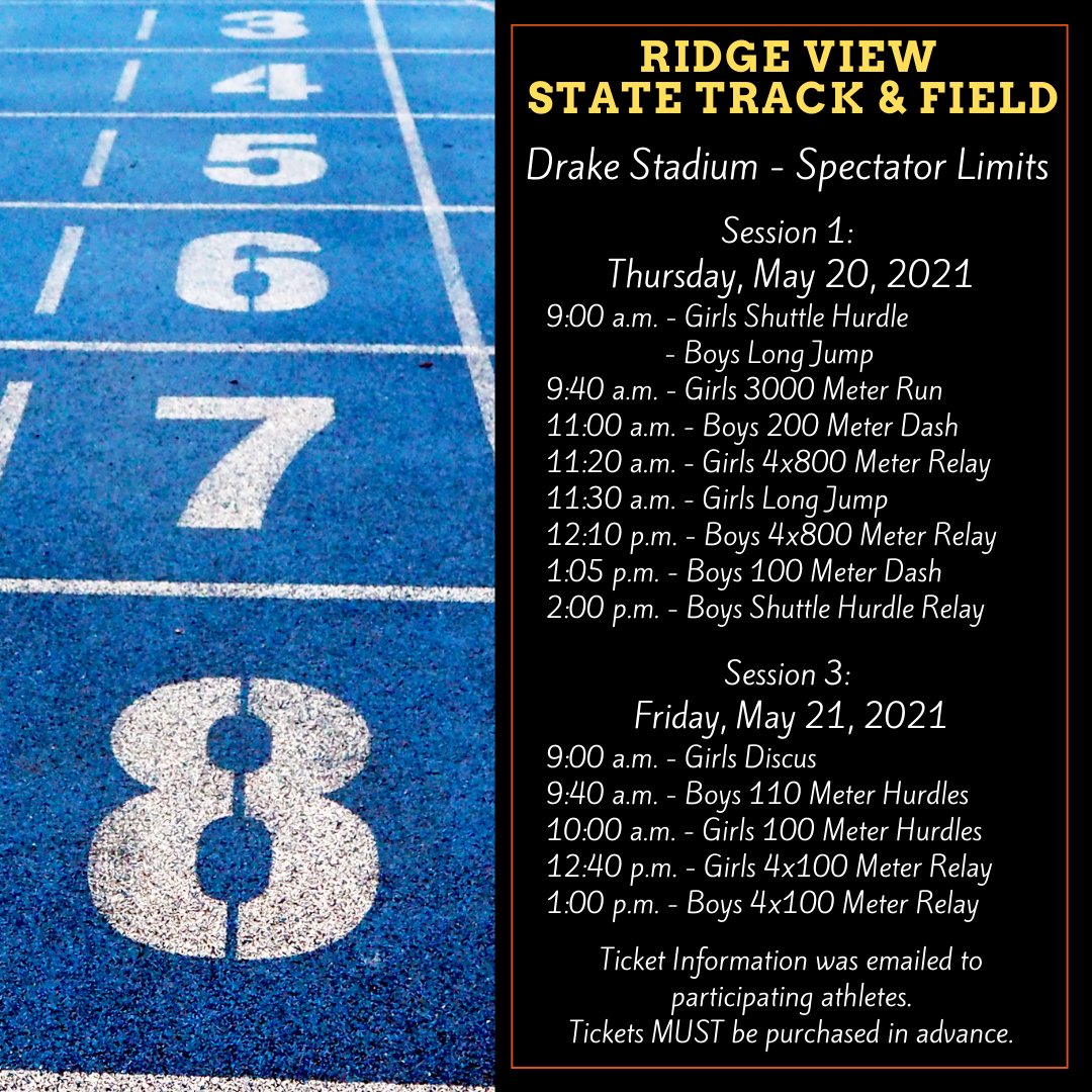State Track Tickets are limited to participating athletes until Wednesday. Remaining tickets will be available to participating schools at 12:01 p.m. on Wednesday. Thursday morning at 8:01, all remaining tickets will be released to the general public. iahsaa.org/tickets/