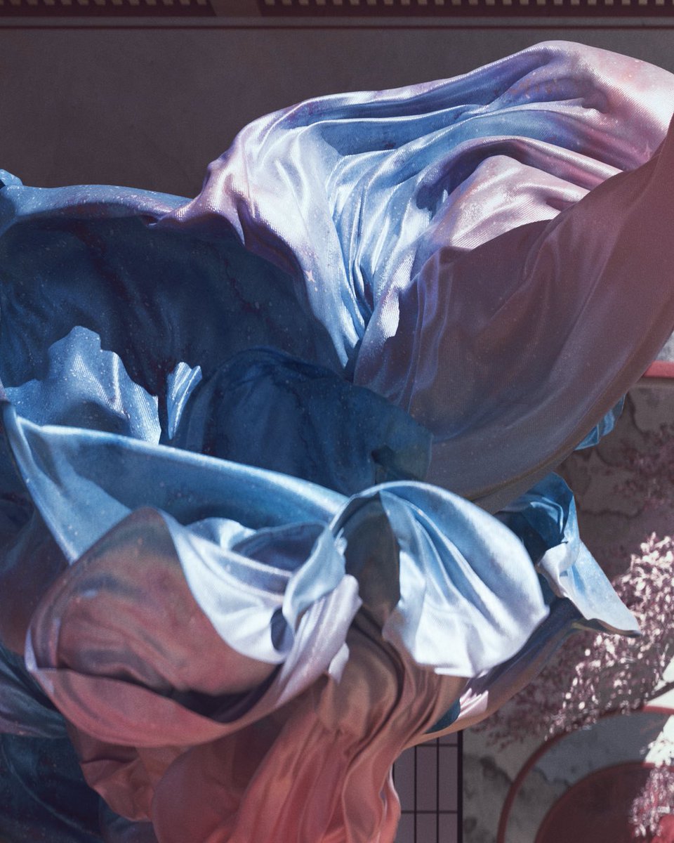 NoCreative_eth's tweet photo. @nikkisiuhaiart made the textures for the walls, and the cloth.
I build the room, simulated the cloth, we both art directed the piece and composed the poem. 

We both agreed that the essence of this piece should be the meeting of oppositions. This what we convey through our art. https://t.co/FZwyw59mEK