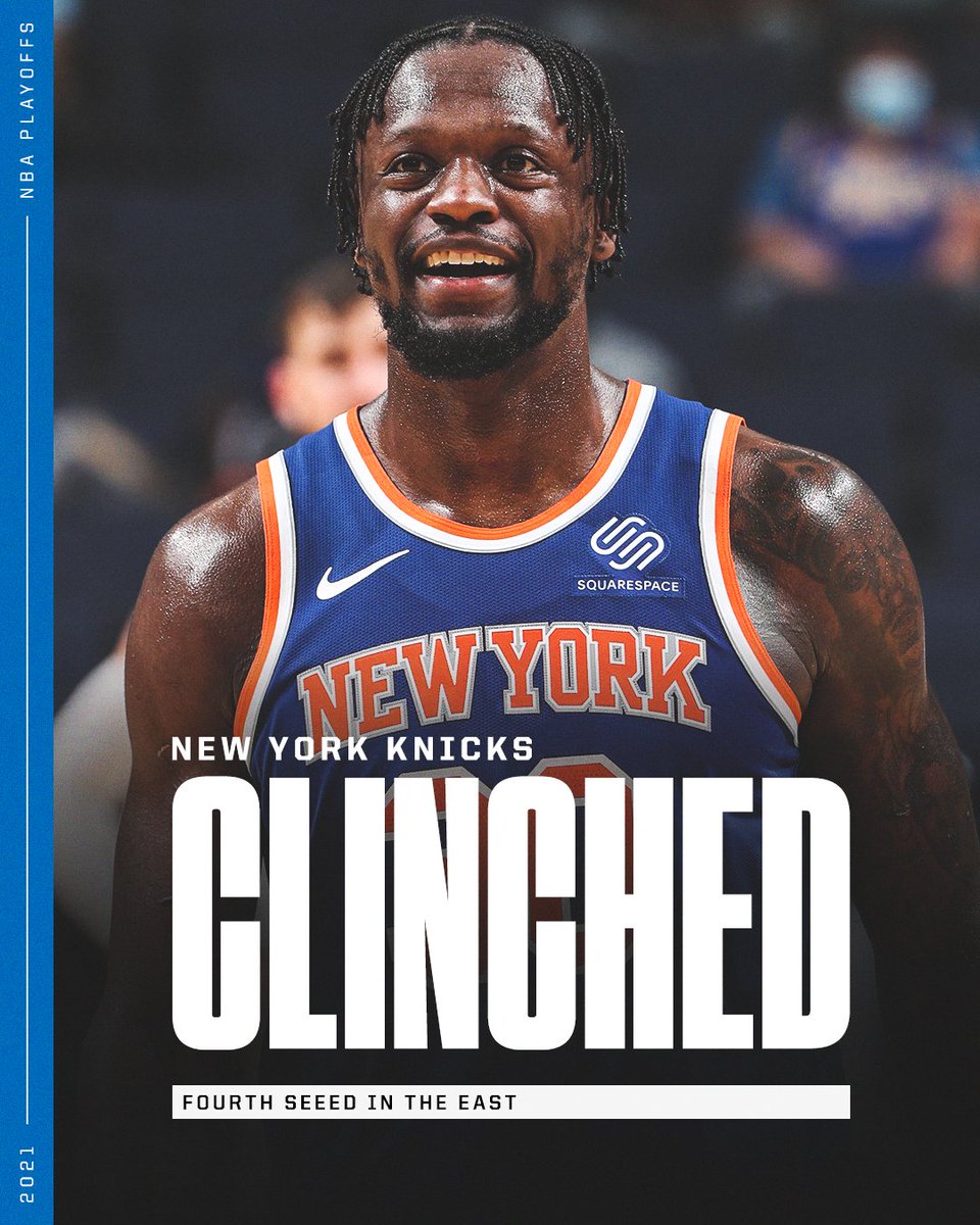 SportsCenter (@sportscenter) on Twitter photo It's a party in the Big Apple!
The <a href="/nyknicks/">NEW YORK KNICKS</a> clinch the fourth seed in the East 🗽 It's a party in the Big Apple!
The <a href="/nyknicks/">NEW YORK KNICKS</a> clinch the fourth seed in the East 🗽