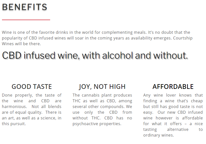 og_tigress's tweet photo. $WNBD preview of the Courtship Wines #CBD #infused #wine website from @WinningCEO filings.

"We will soon be trading in the OTC Markets."

Courtship Club - could this be a subscription based program as well?

Infused WITH and WITHOUT alcohol. 

AFFORDABLE

PROPRIETARY method https://t.co/QoAD8DOQRG