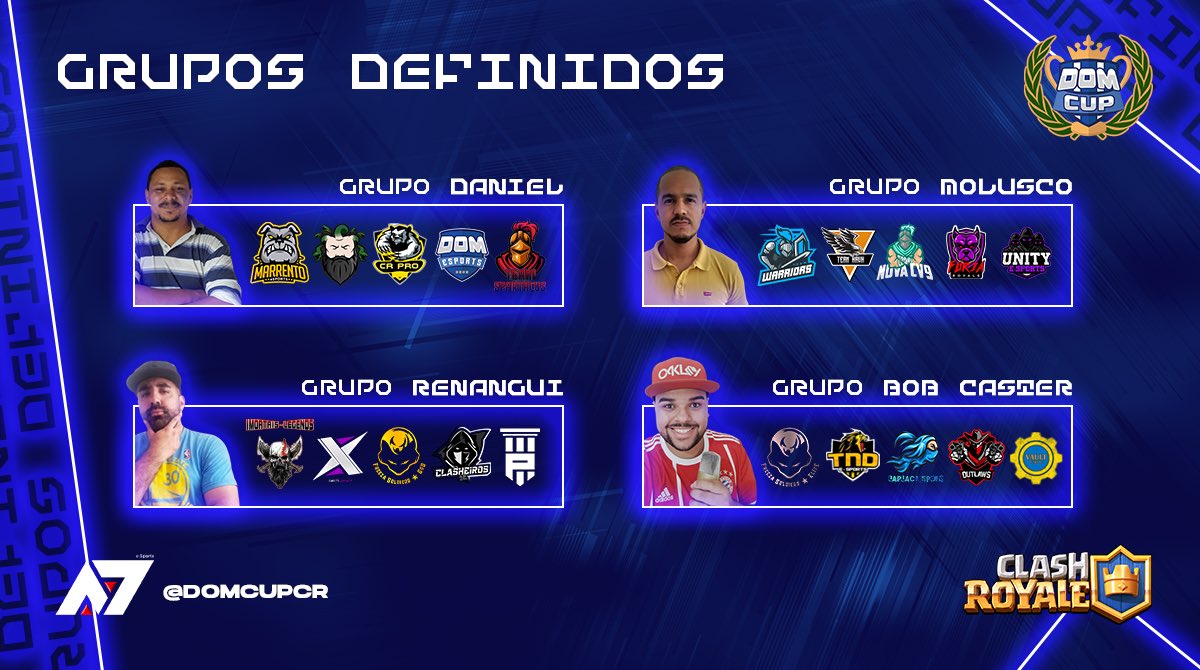 #DOMCupII 

Grupos da DOM Cup II definidos juntamente aos seus Streamers! A competição vai pegar FOGO! 🔥
Deixe aí nos comentários quem vai ser o GRANDE CAMPEÃO desta edição! 👀💙