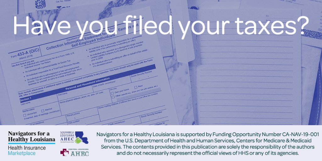 Tax day is upon us! Did you know that there are tax credits available to help pay for your health insurance? Call Navigators today at 337-989-0001 to get set up!