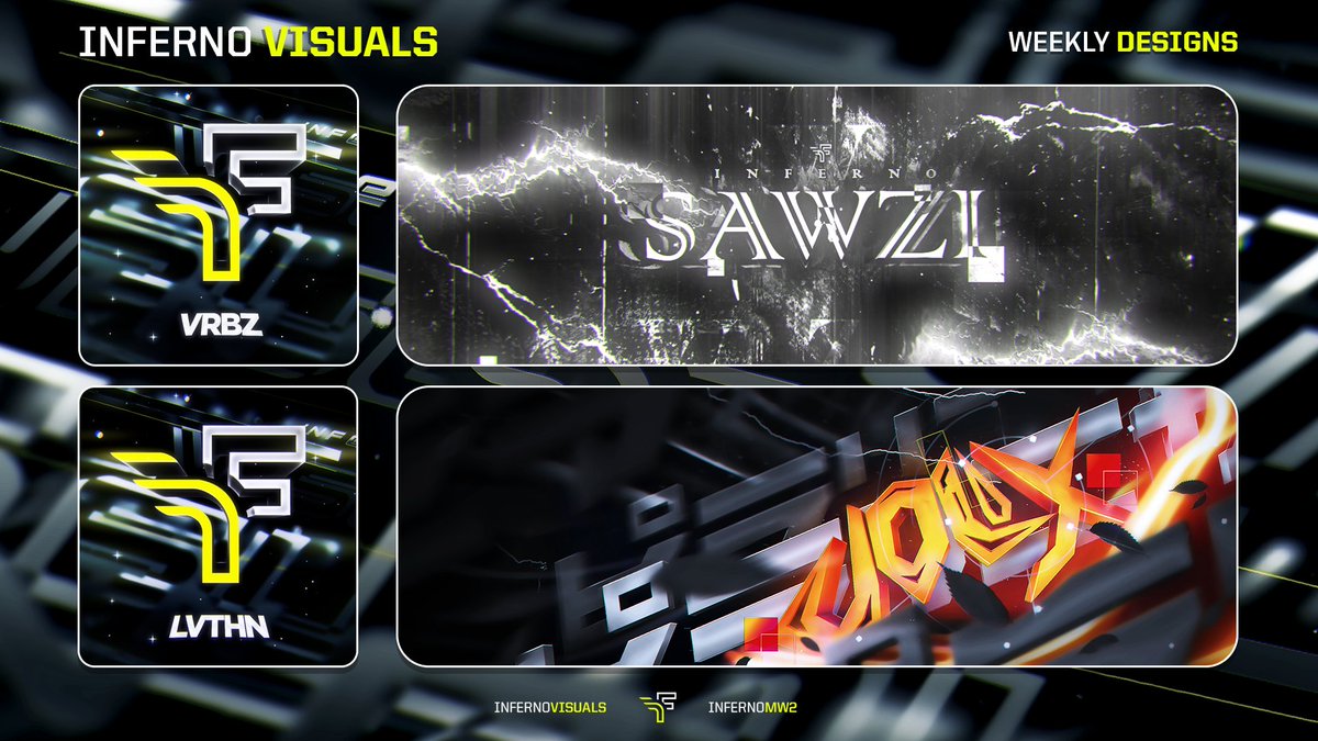 InfernoVisuals's tweet image. Weekly Designs #13 🔥

Let us know what you think of the designs and make sure to follow the designers below! 🧡

🖌️ @Vrbzz 
🖌️ @xLVTHN 
 
 #InfernoVisuals