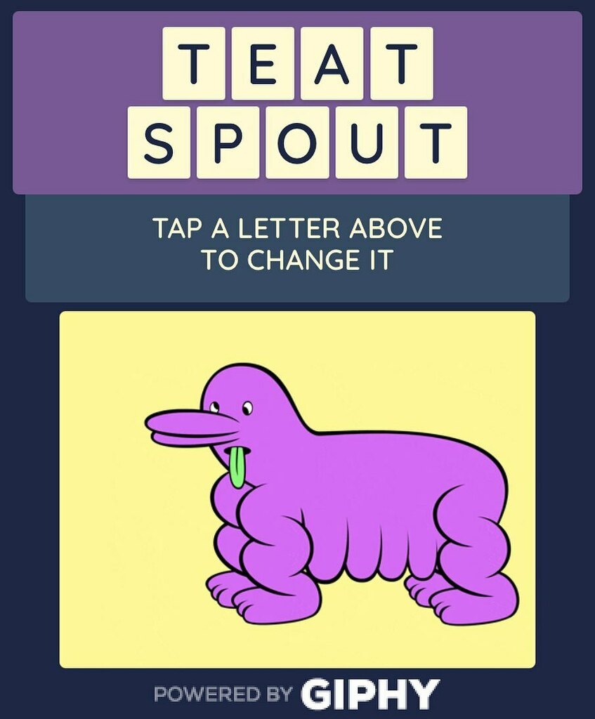 flipflop_app's tweet photo. Anyone know what this is supposed to be? It scares me.

#teats #spouts #numberwang #wordgames #iosgames #androidgames #freemobilegames #mobilegames #sillygames #funny #viralpost #whatisthis #purple #giphy #nightmares #nightmarefuel https://t.co/YCQ9qIL0Vz