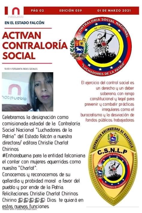 Falcón activación de la Contraloría Social Nacional Luchadores de la Patria