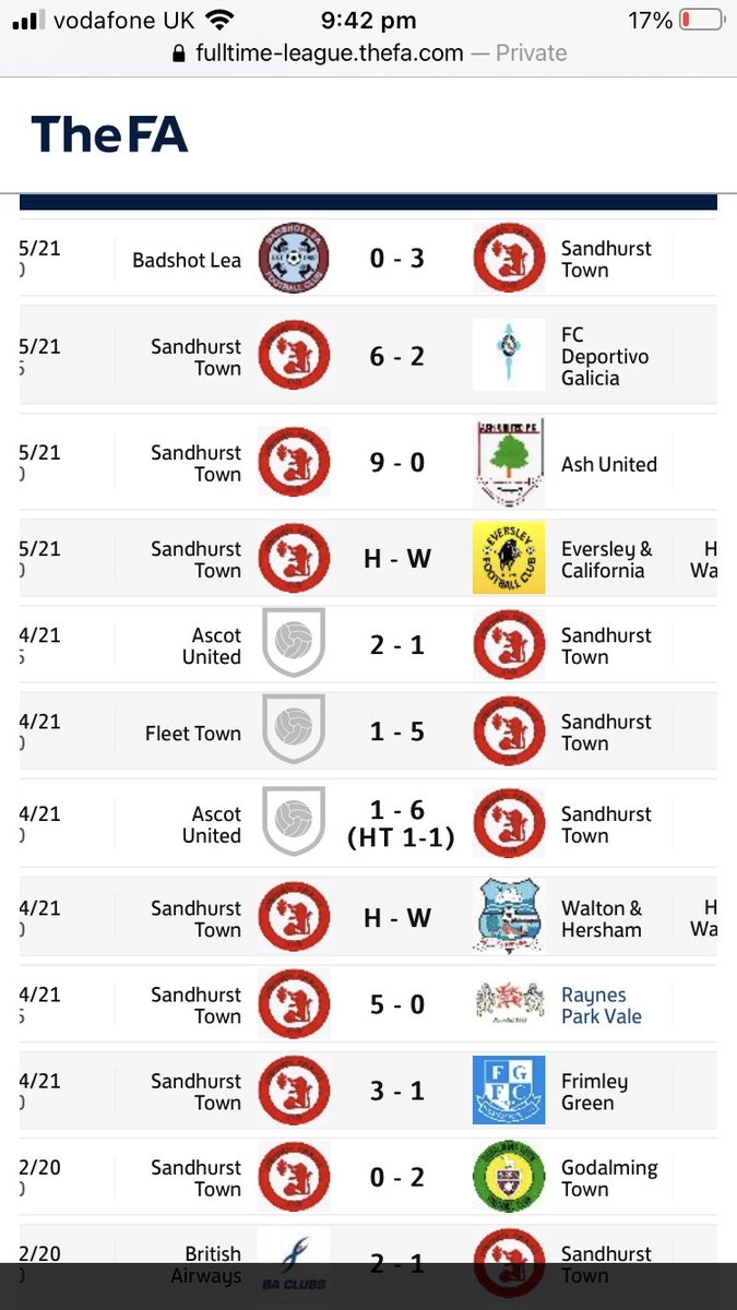 LocalNonLeague1's tweet photo. What a turn around over at Sandhurst !!!
If the restructuring of the league pyramid is finalised perhaps they could be moved to Step 4.
Result wise they far too good for Step 6 https://t.co/bHrb4Zy08M