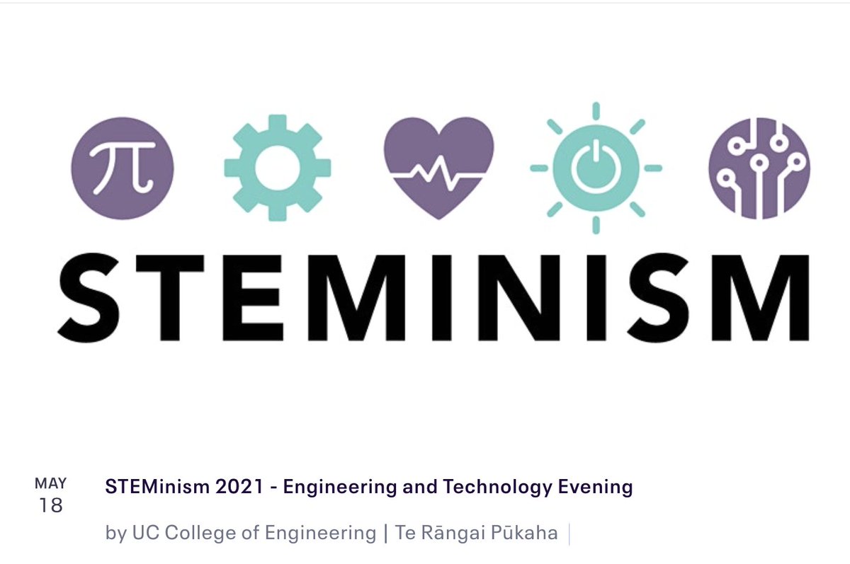 STEMinism 2021 – Engineering &amp; Tech Evening TOMORROW (18 May)
A free event for female Ss in Yr 11–13 who are interested in finding out more about STEM study &amp; career options
bit.ly/33Qe5r3
#STEMeducation <a href="/UCNZscience/">UC Science | Te Kaupeka Pūtaiao</a> <a href="/chchednet/">Christchurch Ed Net</a> <a href="/RangiRuruUpdate/">RangiRuru_Updates</a> <a href="/Tameey/">Tamara Yuill Proctor</a> <a href="/nathanmwalsh/">Nathan Walsh</a>