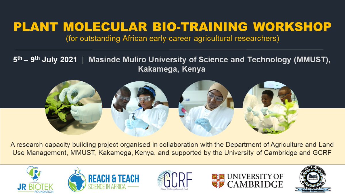 Call for Application: Hands-on Lab Training Workshop in partnership with MMUST, Kenya. 20 outstanding ECRs from the East African region will be selected to participate in the free workshop supported by @plantsci <a href="/Cambridge_Uni/">Cambridge University</a>-GCRF. Learn more/apply here forms.gle/SsJTcNNKAJ57fJ…
