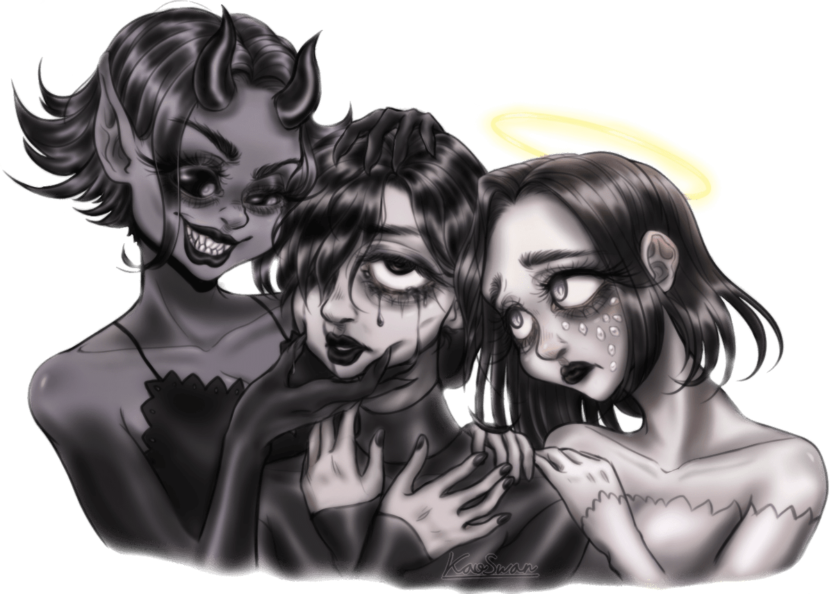 Kao_Swan's tweet photo. for my bestie @blaquisita 
i did it on https://t.co/pdna5LR00Y ft. @Mosu_aRT filling the canvas with cute doodles

#digitalart #digitaldrawing #Kao_Swan #KaoSwanart #blackandwhite #goth https://t.co/Af1wWLbN8T