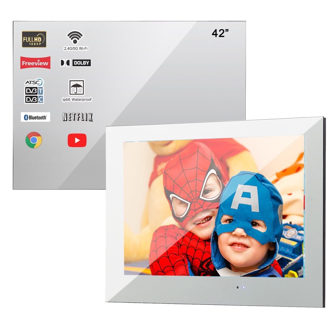 42 Inches Smart Magic Mirror LED TV Android 10.0 WiFi 1080P HD Full Vanishing Mirror Shower Big Screen