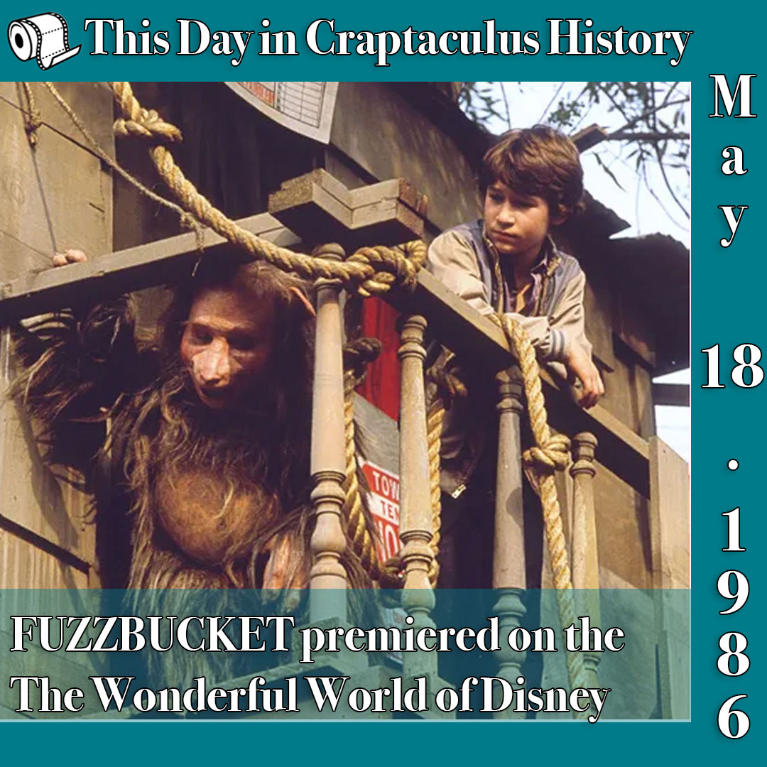 Craptaculus's tweet photo. On This Day in #CraptaculusHistory! May 18, 1986, the creature known as Fuzzbucket found its way onto national TV! Who's the worse #Disney Prince - #Fuzzbucket or #JarJarBinks? https://t.co/3UGnCFHpod