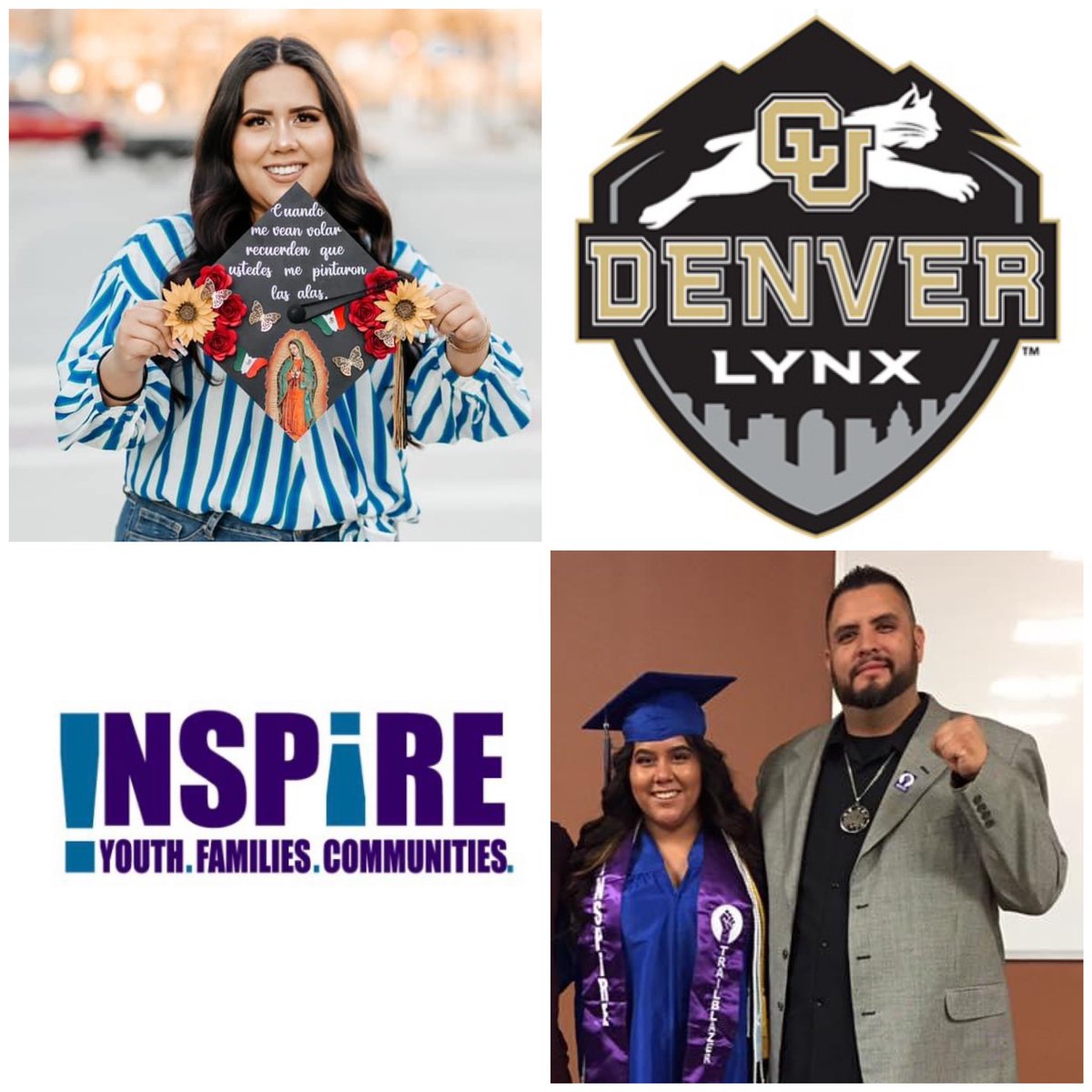 Inspirecolorado's tweet photo. Today, we honor Daniela Sanchez Jimenez who graduated from the @CUDenver with a degree Criminal Justice with a minors in Psychology and Human Development and Family Relations. She is planning on working in the victim advocacy arena. She is proud of being a first-gen! ✊🏼💜🎓 https://t.co/Sm0a3BWL86