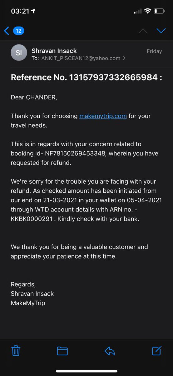 Ankit98479749's tweet image. @makemytrip reaching out to you for a support and asking refund has become a task for me now... 
@deepkalra mutiple phone calls,  Email,  facebook  finally trying luck to seek my refund for a booking.
Ref#13157937332665984
#unresolvedissue #unhappycustomer