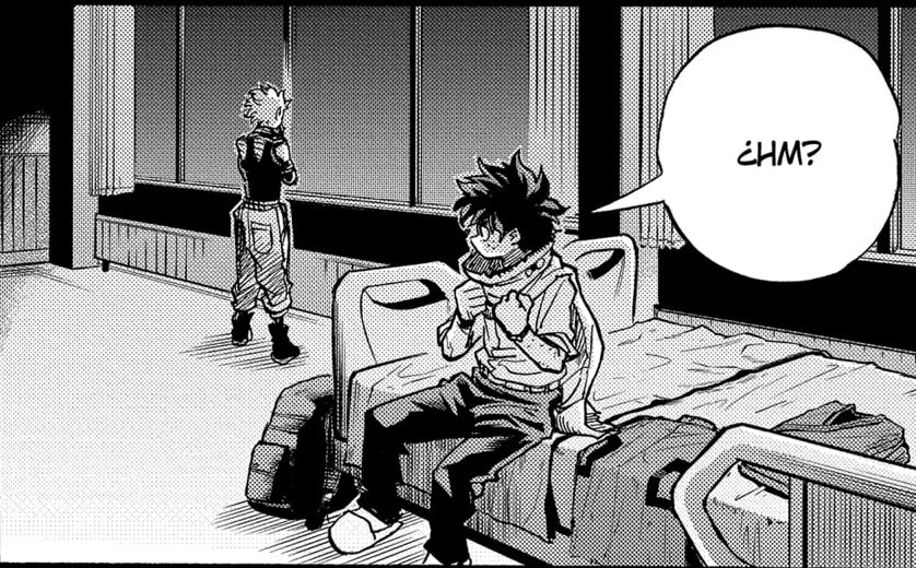 Deku wears the scarf but he still isn't wearing his costume. He got too excited lol. He's cute. 