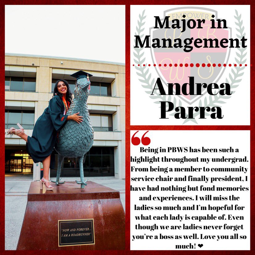 PBWS_UTSA's tweet photo. Congratulations to Andrea, Flor, and Micaela on graduating this weekend! PBWS wishes you the best in your careers! #pbwsutsa #bossladies #classof2021 #congratulations 🥳🤩🎓 https://t.co/m0VpWYFGlu