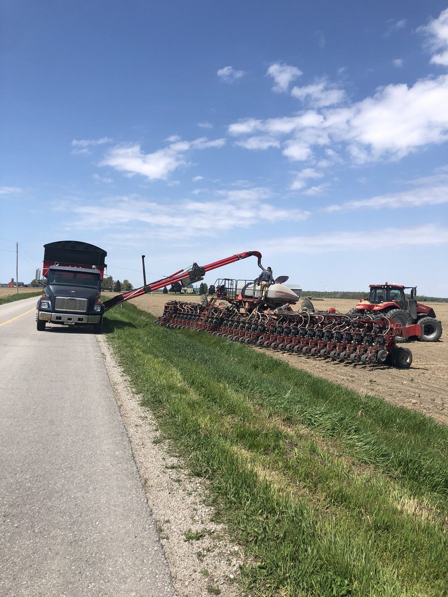 Works nice to keep less stuff out of fields and planter not tramping across headland to go fill!!  Soybeans goin in the ground near perfect!! #plant21