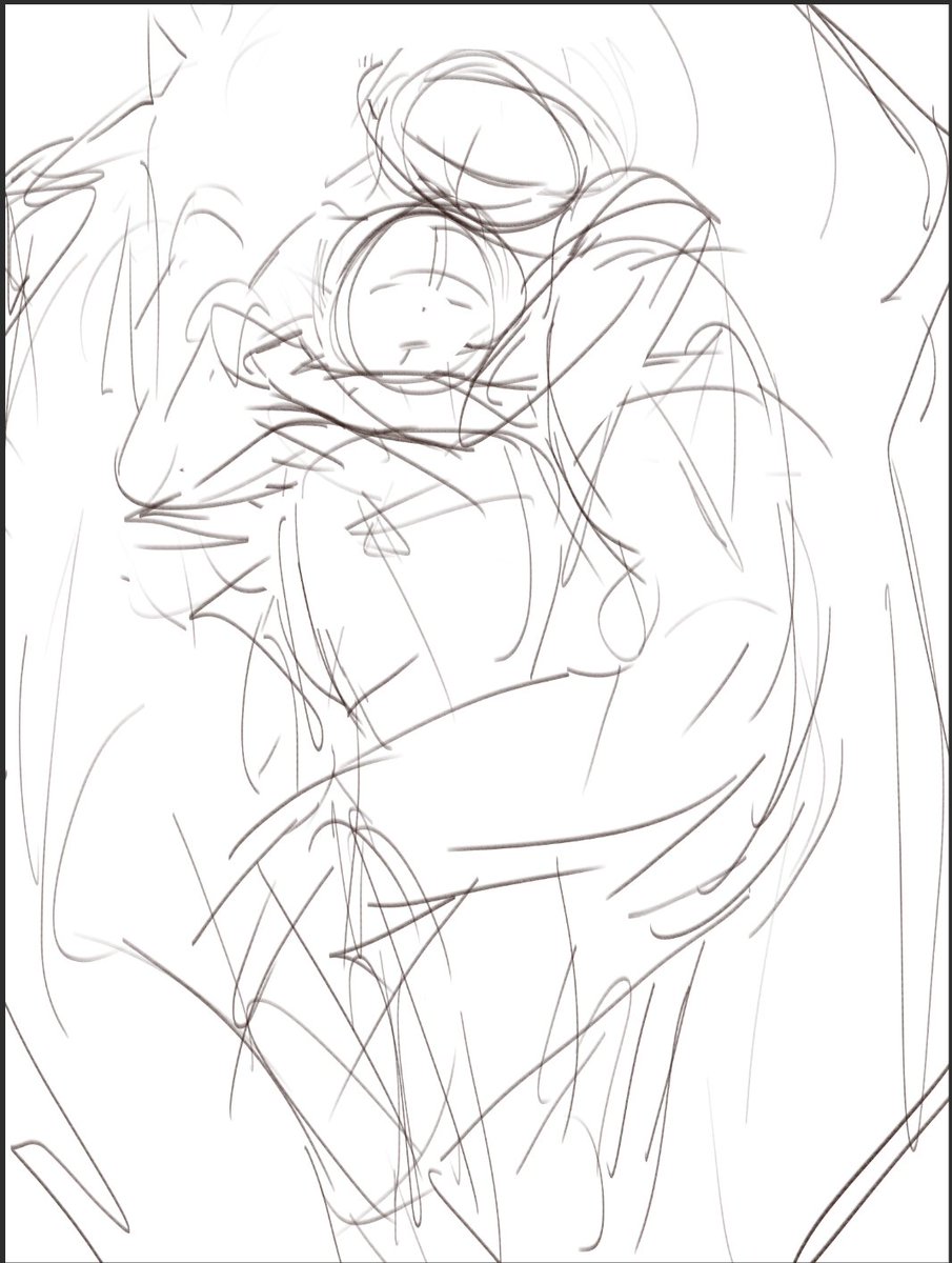 I find it fun seeing pics from their beginning stages. The incredibly rough sketch for this one! LOL 