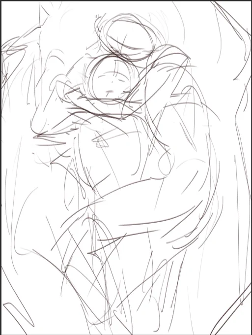 I find it fun seeing pics from their beginning stages. The incredibly rough sketch for this one! LOL 