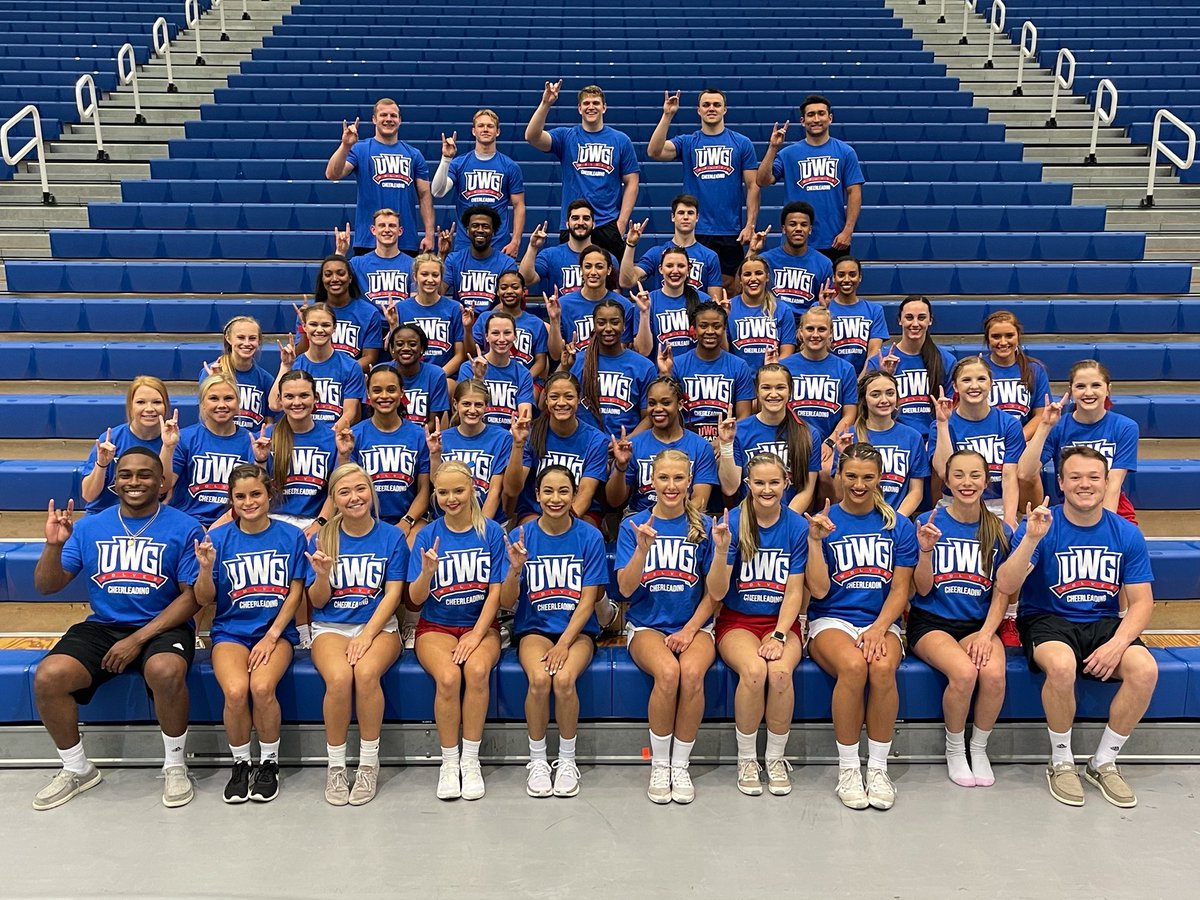 UWGCheer's tweet photo. First look at the 2021-2022 West Georgia Cheerleading Program! Excited for these wolves to get to work!❤️🐺💙 https://t.co/AQhS4M6msu
