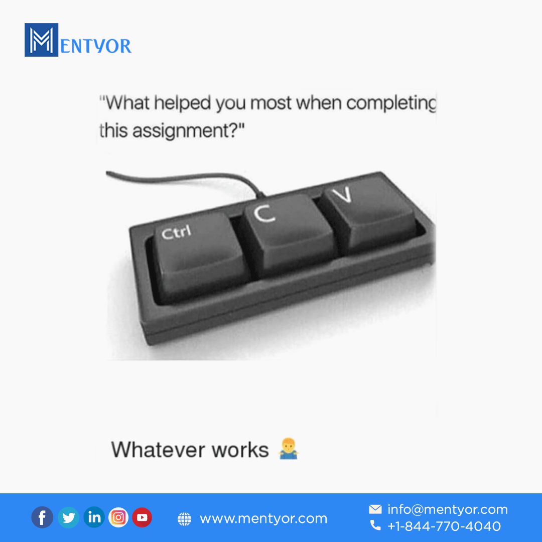 MentyorS's tweet image. Why do you even bother and take such risk when our experts can write Plagiarism Free assignment for you at an affordable price.

Tell us your requirements by installing Mentyor App or visit our website: mentyor.com
#assignmenthelp #assignmentmeme #studentmeme #essay