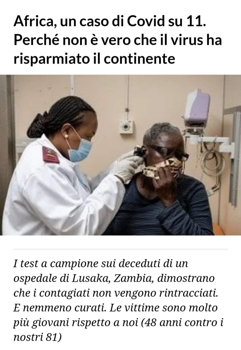 In Africa il Sars-Cov2 sta ammazzando molta gente 40enne.