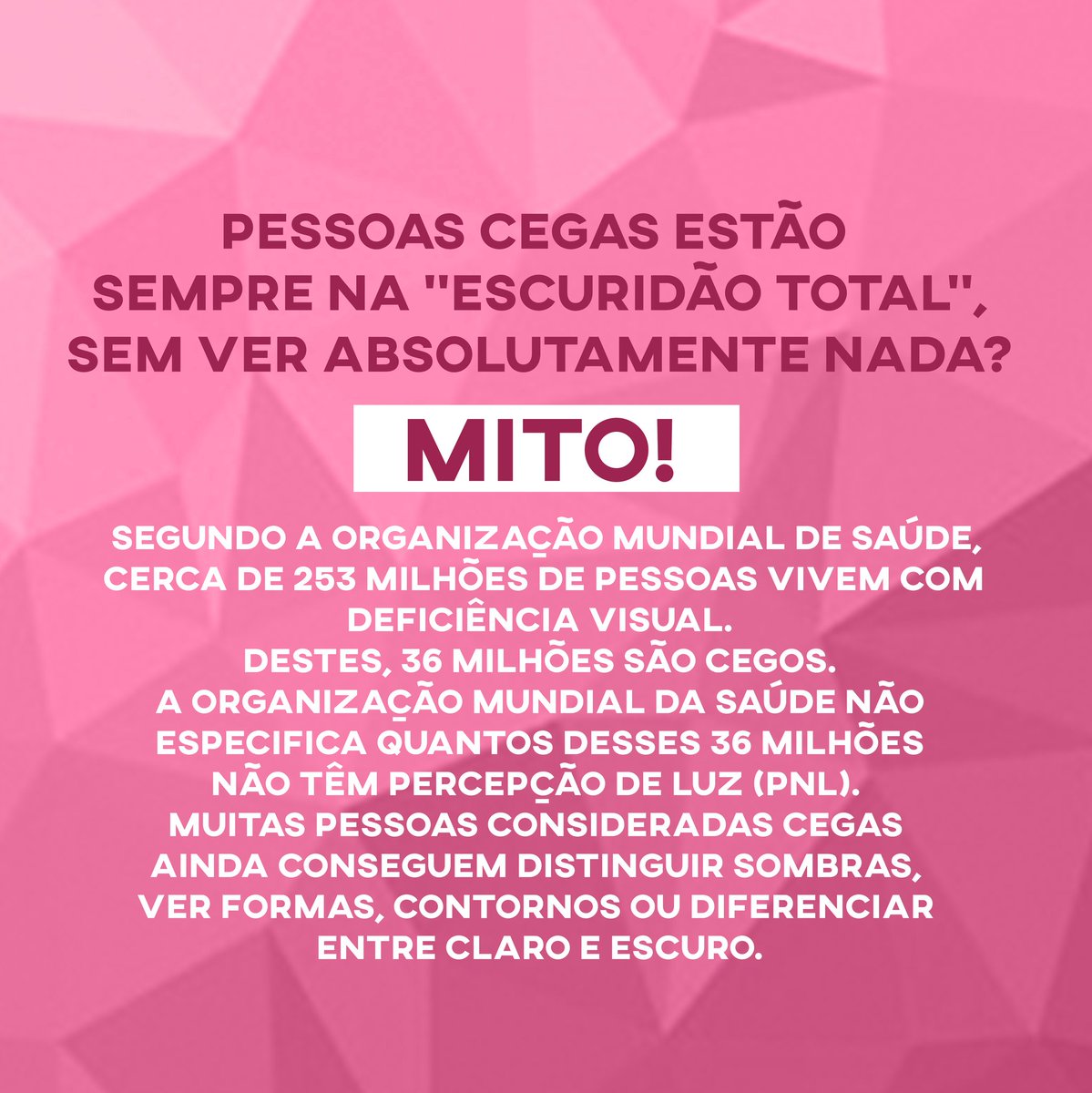 ingridmedinak's tweet image. Mitos x verdades 
#pcd #deficientevisual #audiodescricao #pratodosverem #desmitificacao #nolimite #inclusao #blind #descapacidade #acessibilidade #informacao #conhecimento