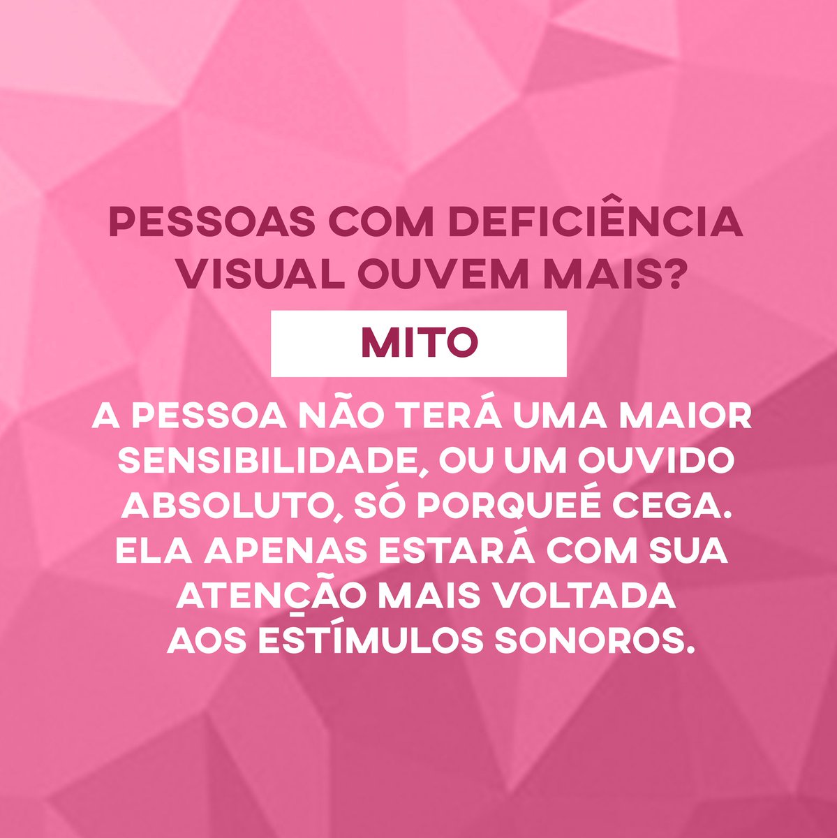 ingridmedinak's tweet image. Mitos x verdades 
#pcd #deficientevisual #audiodescricao #pratodosverem #desmitificacao #nolimite #inclusao #blind #descapacidade #acessibilidade #informacao #conhecimento