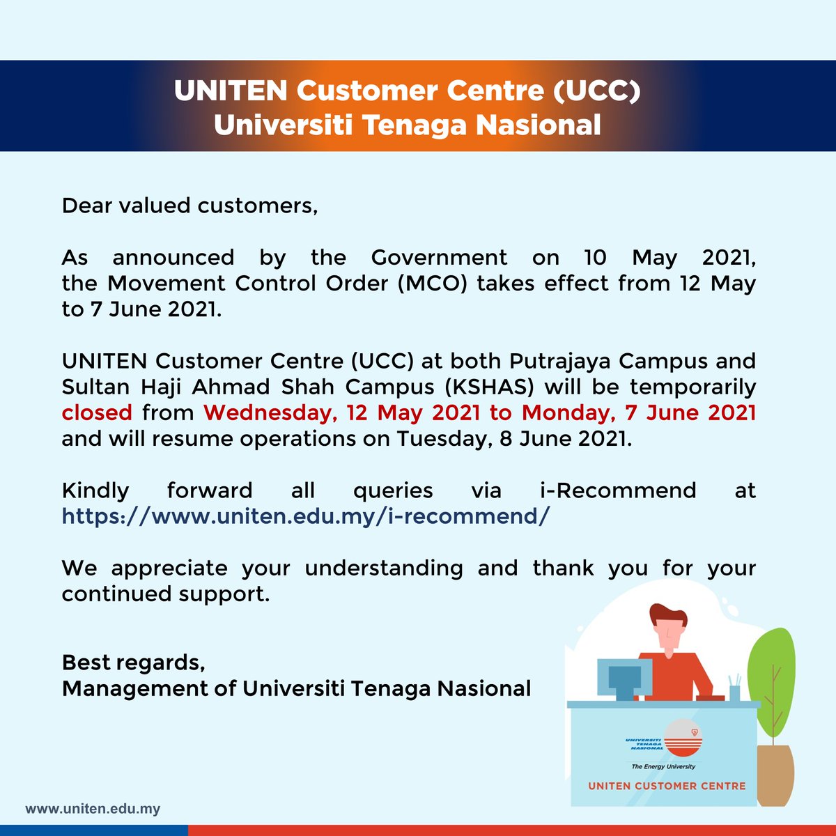 uniten's tweet image. Take care and stay safe.