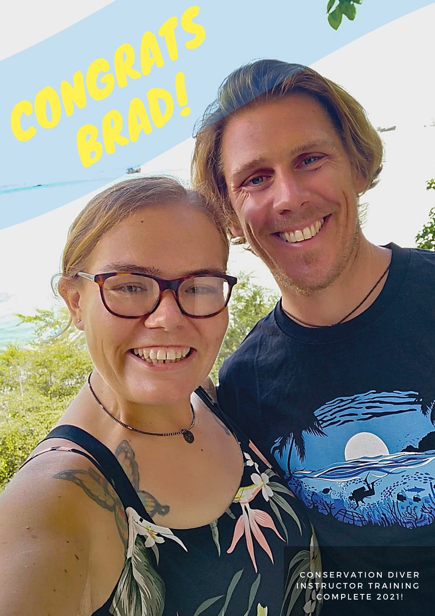 ConservationD's tweet photo. Our first scholarship winner has finished his instructor training at @NHRCP. Congrats Brad! 🎉

We were blown away by Brads application and aspirations last year, and are so excited to see all the wonderful achievements he will make in coral reef conservation in the future. https://t.co/2DczJeH23l