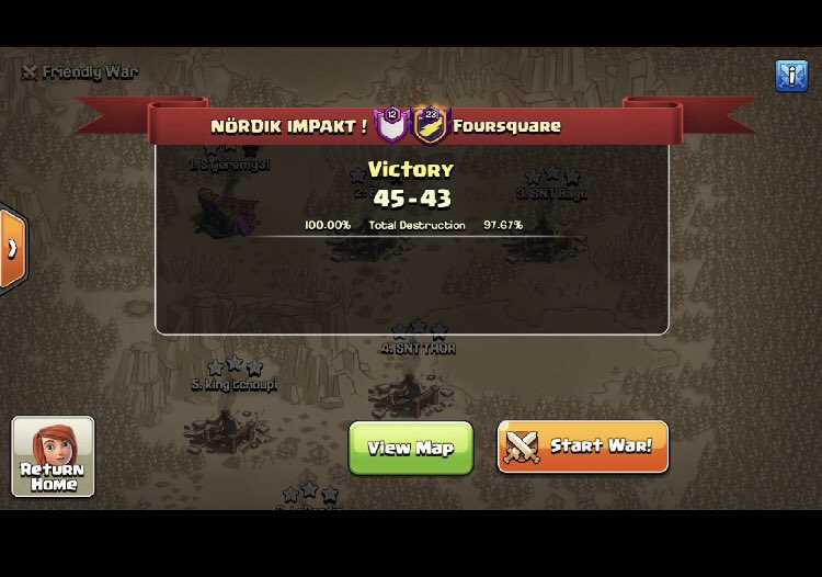 Very excited war against Foursquare in <a href="/champwarleague/">Champions War League</a> 15 👊