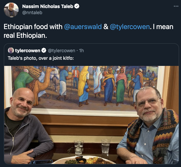 One of my favorite evolution facts: NNT's physiology is an attractor point of the economist evolution manifold. Various economists become more Taleb-like over time.

It's called Talebinisation👴👴👴