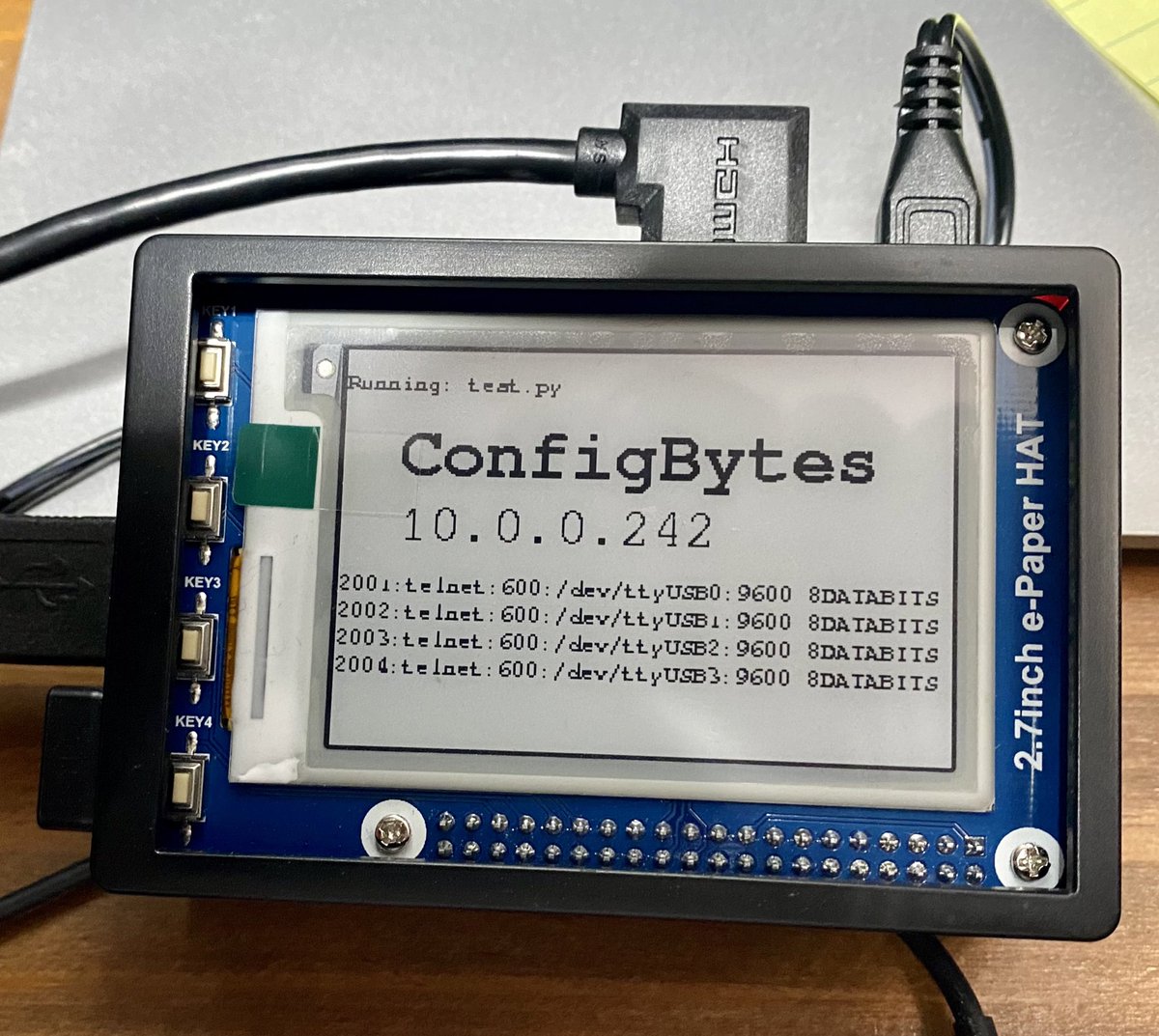 configbytes's tweet image. My first attempt at building a terminal server with a raspberry pi 3 - so far everything works -