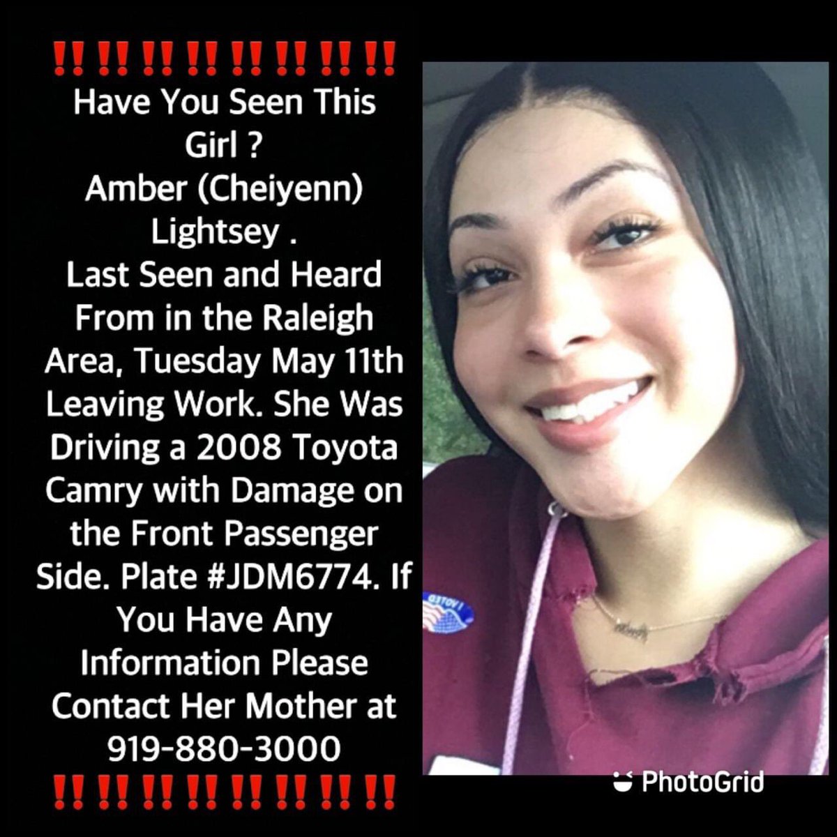 CurlyCee_'s tweet photo. ‼️‼️‼️Please contact her mom if you see her PLEASE !! If you’re in the RALEIGH AREA PLEASE BE ON THE LOOKOUT FOR AMBER or THE VEHICLE !! ‼️‼️ https://t.co/fxyU8WKAMu