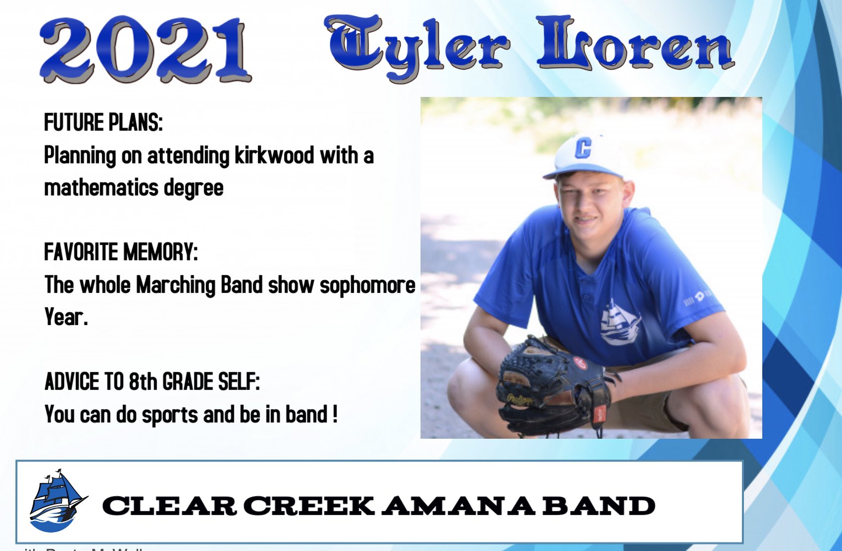 CCA Band on X: Senior Spotlight 2021 - Tyler Loren  t.codU4oLqyWDo  X