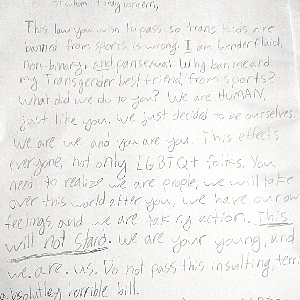 GenderJustice's tweet photo. "This will not stand." This letter from a Minnesota middle schooler has us bursting with hope for the future – and hope that you'll join us in working to create a better, brighter world for trans kids!
https://t.co/wDKL10o8Jc https://t.co/2fogcc7Z3f