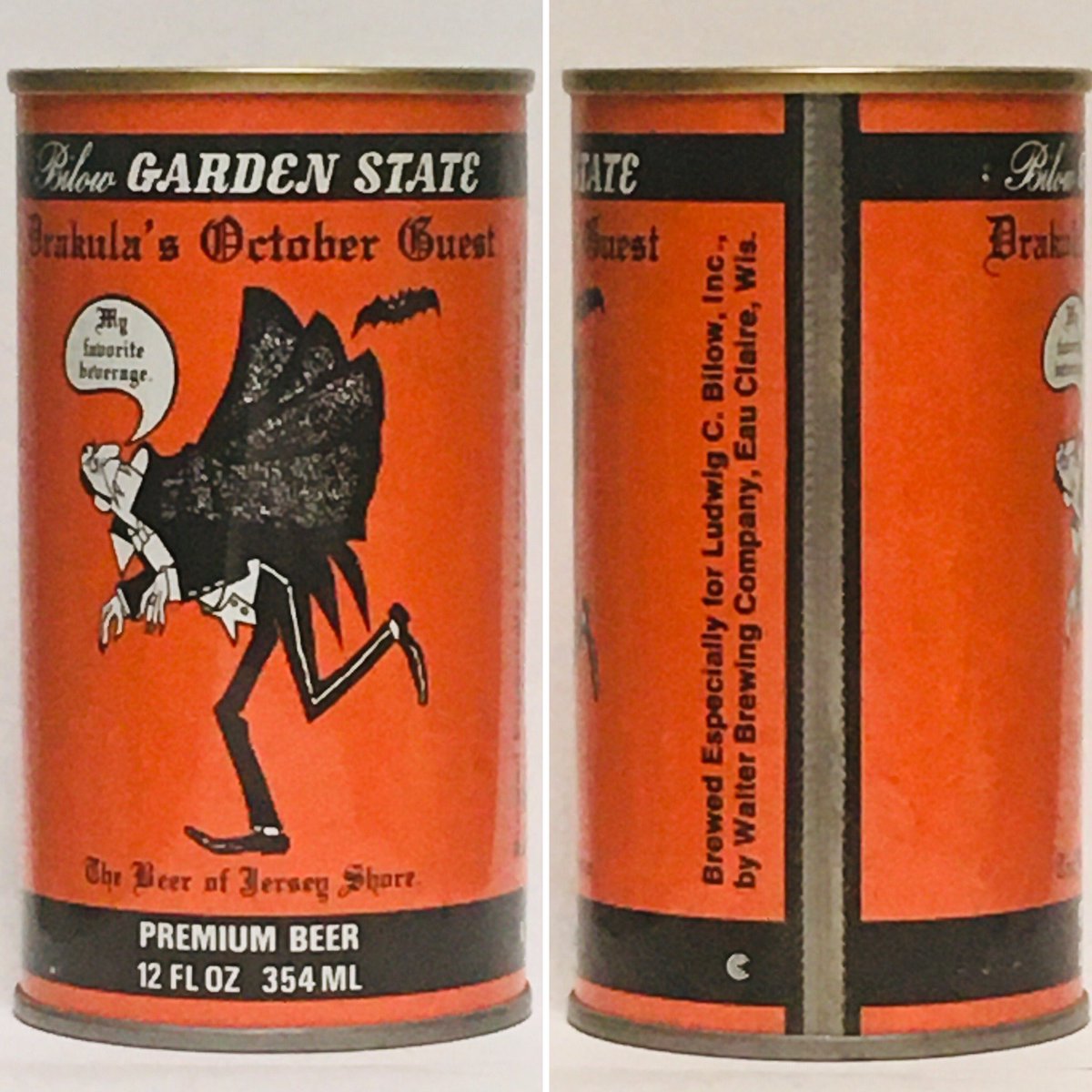 CanMuseum's tweet photo. Bilow Garden State Beer - Drakula’s October Guest USA 1980 #camuseum #cancollection #cancollector #beercan #beer https://t.co/iKv9eEvNWk