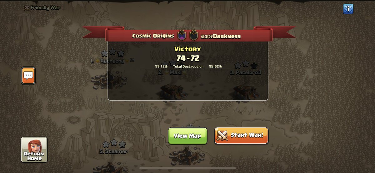 Tight war today in <a href="/champwarleague/">Champions War League</a> but we pulled out the W #cosmictothemoon🚀🚀🚀