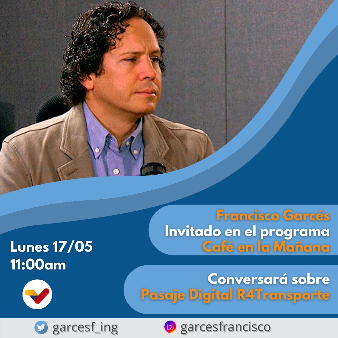 OficialMbsptv's tweet image. #Entérate📣| Este lunes el Secretario de Derecho para la Ciudad de la @MirandaGob estará en el programa @cafeenlamanana conversando sobre la modalidad de Pasaje Digital #R4Transporte.
Acompañemos a @garcesf_ing este #17May a las 11:00a.m por @VTVcanal8