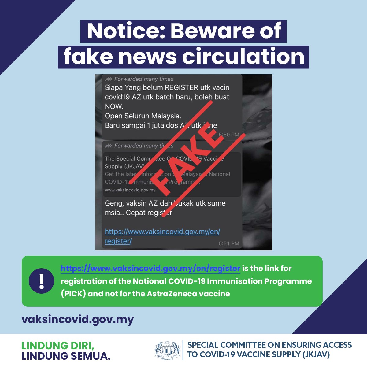 Vaksin Covid 19 On Twitter There Is Fake News Being Circulated On Social Media Claiming That Registration For The Astrazeneca Vaccine Is Now Opened For The Malaysian Public The Link Https T Co Otb1hqdobp Is