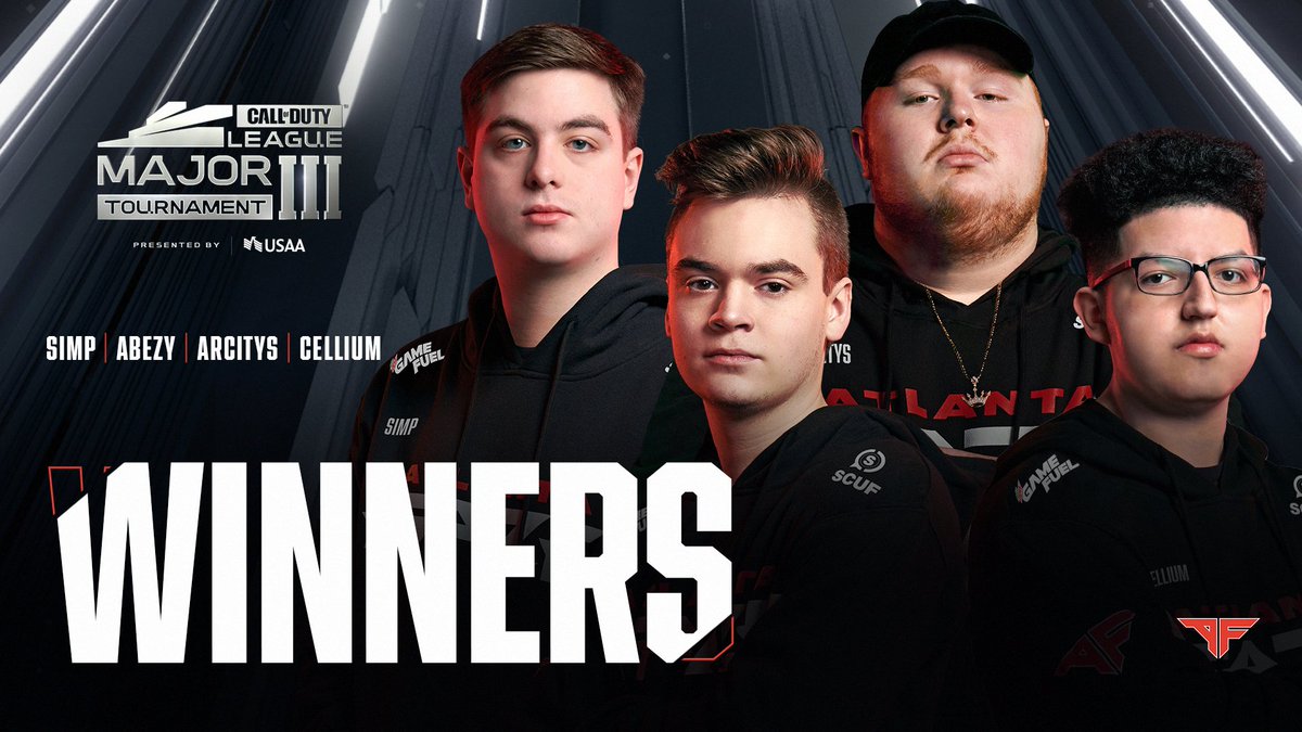CODLeague's tweet photo. REDEMPTION 🏆

@ATLFaZe are back on top as they claim the Major III title! #EZAF 

@SimpXO 
@aBeZy 
@Arcitys 
@Cellium https://t.co/Hx8a4wi5cS