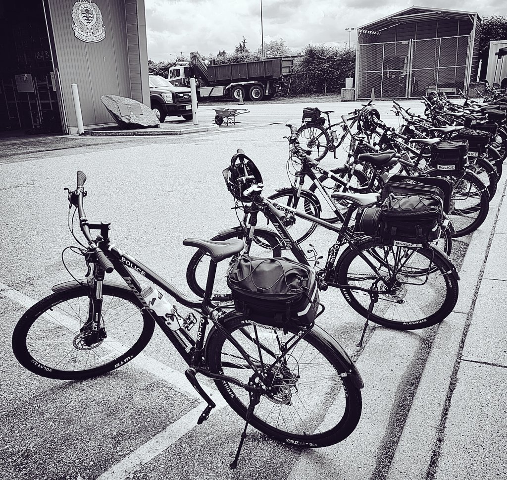 #vpdbikes lined up in formation for #publicsafetyunit training. @VancouverPD